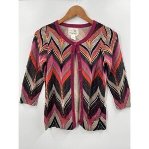 Tabitha Anthropologie Women’s 3/4 Sleeve Chevron Knit Crop Knit Cardigan Size S